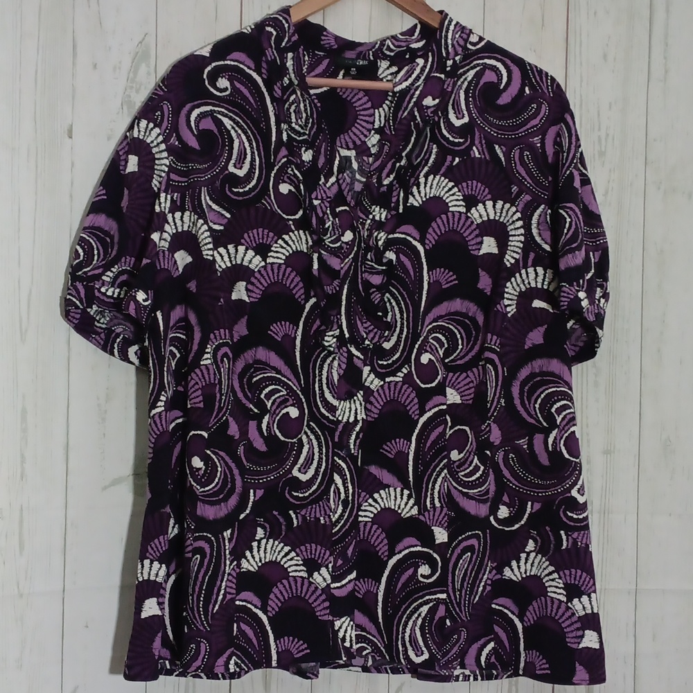 East 5th Spiral Purple White Black blouse sz 3X